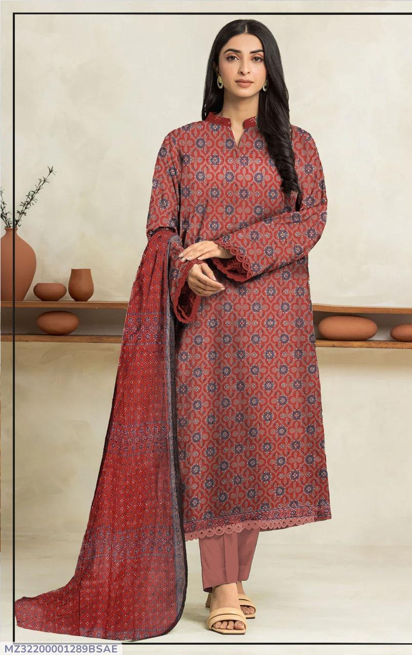 3-Piece Printed Dobby Lawn Suit for Women