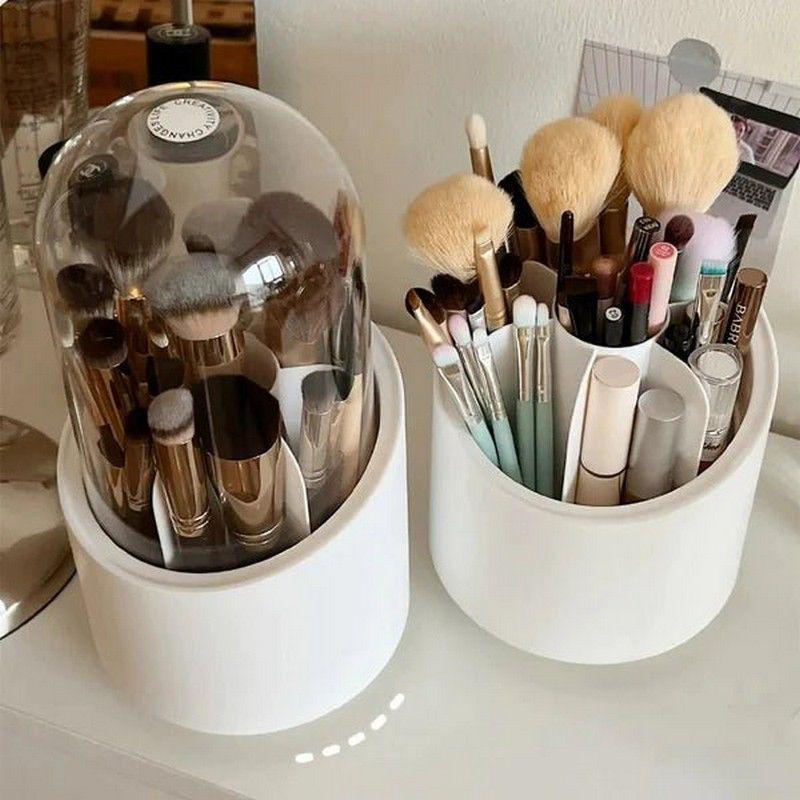 360-Degree Makeup Brush Holder with Dust Proof Dome