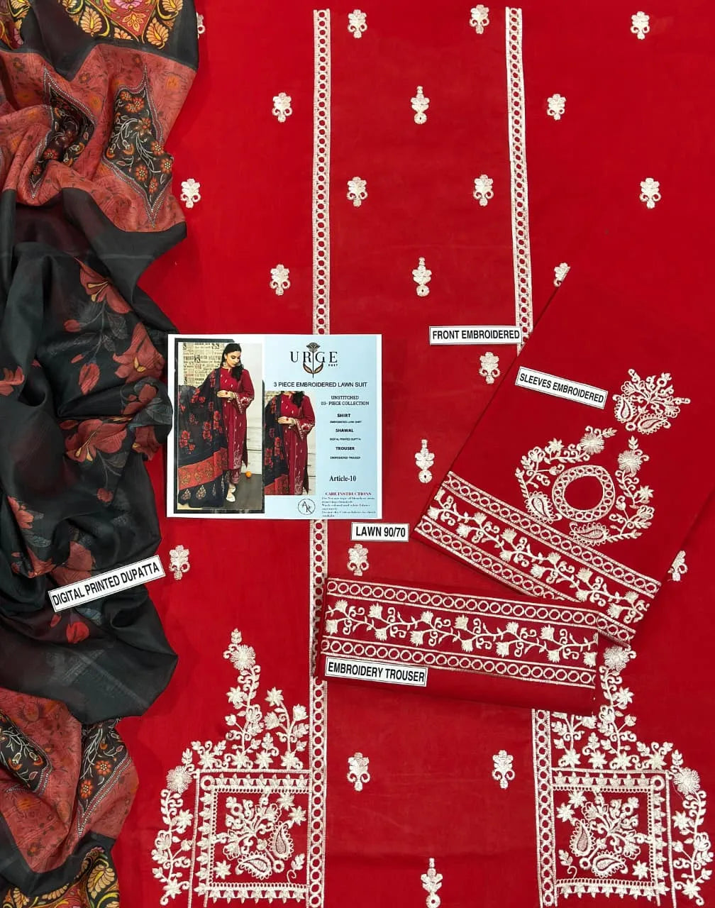 MIX TRENDING DESIGNS 3 Pcs Unstitched Embroidered Suit