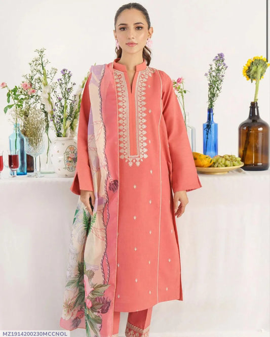 MIX TRENDING DESIGNS 3 Pcs Unstitched Embroidered Suit