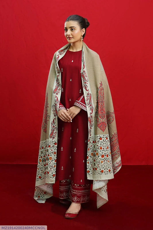 MIX TRENDING DESIGNS 3 Pcs Unstitched Embroidered Suit
