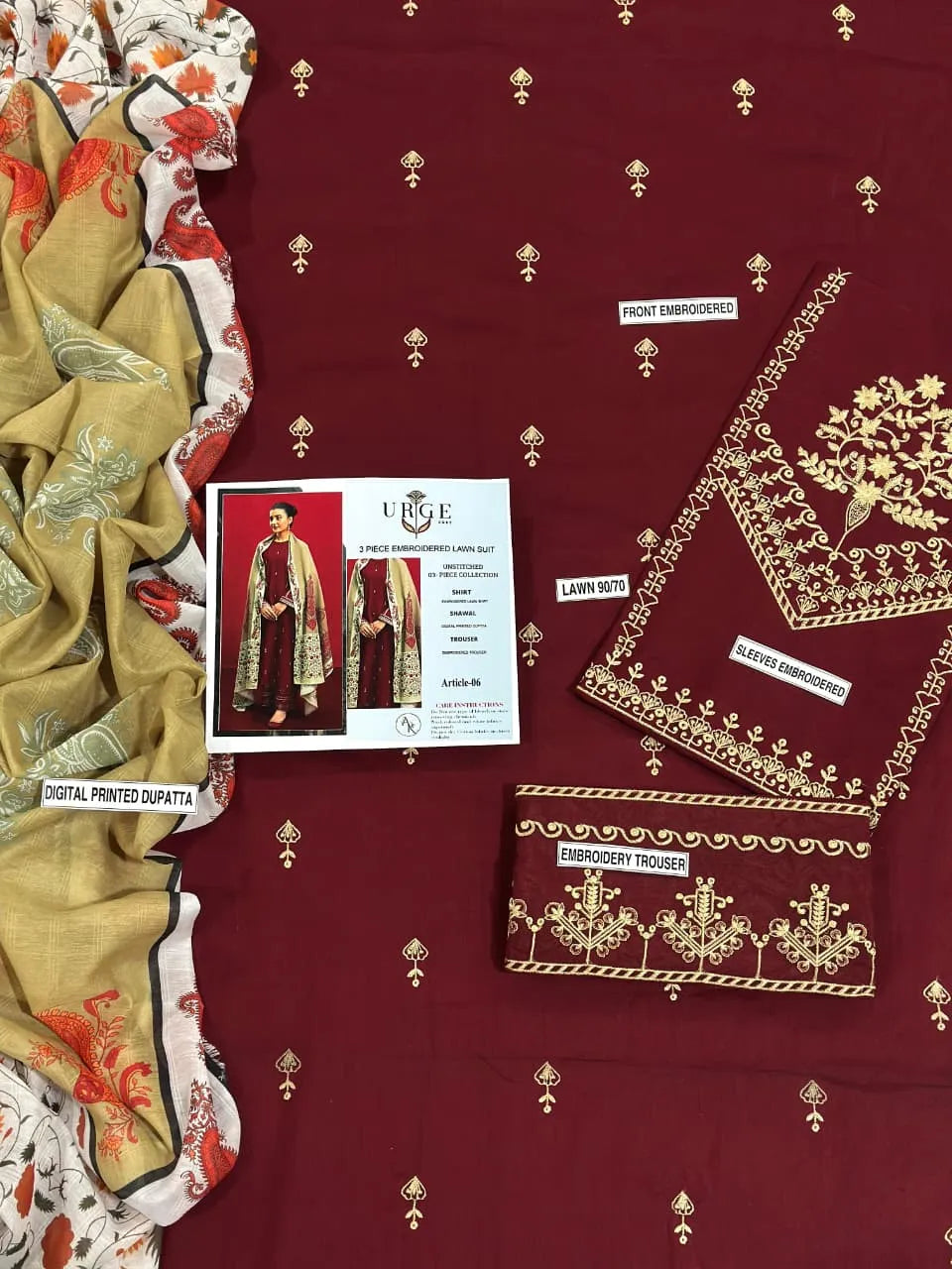 MIX TRENDING DESIGNS 3 Pcs Unstitched Embroidered Suit