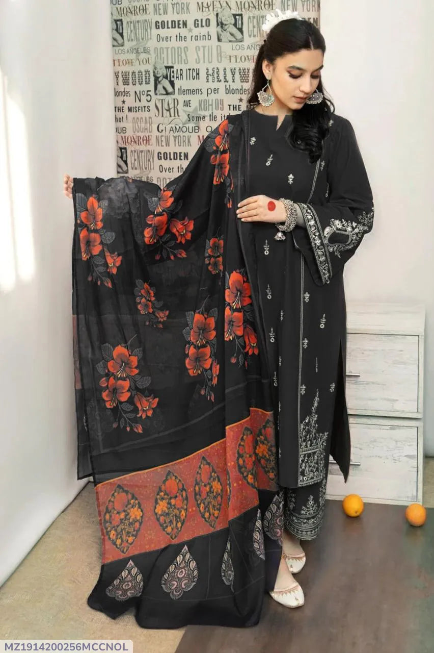 MIX TRENDING DESIGNS 3 Pcs Unstitched Embroidered Suit
