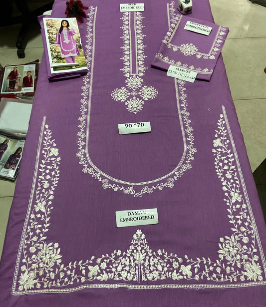 2 Pcs Women's Unstitched Embroidered Suit