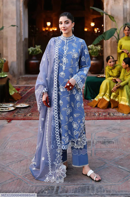 3 Pcs Women's Unstitched Embroidered Suit
