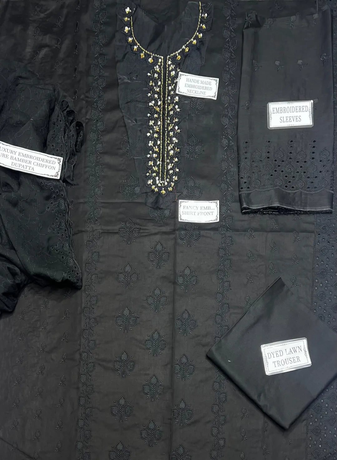 3 Pcs Women's Unstitched Embroidered Suit