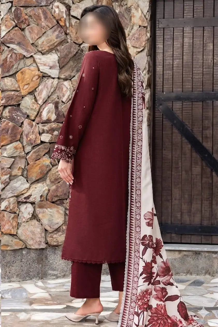 3 Pcs Women's Unstitched Embroidered Suit