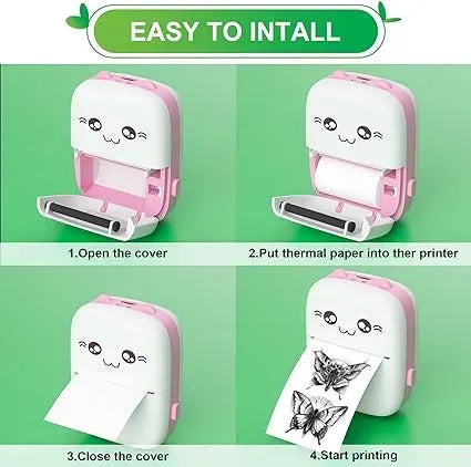 Pocket Inkless Mini Printer - Thermal Portable Bluetooth Wireless Mini Printer For Kids - For Photo, Picture, Office Receipt, Label Note, QR Code - Compatible With IOS & Android