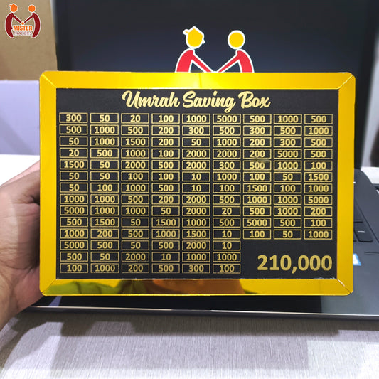 Premium Wooden Saving Box Collection | Umrah, Mobile & Target Money Challenge Saver (3 Lakh to 10 Lakh)